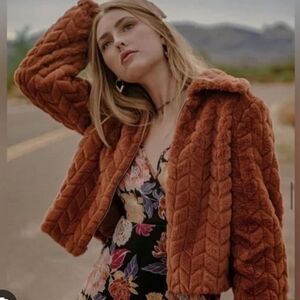 Women's Rust Faux Fur Quilted Jacket